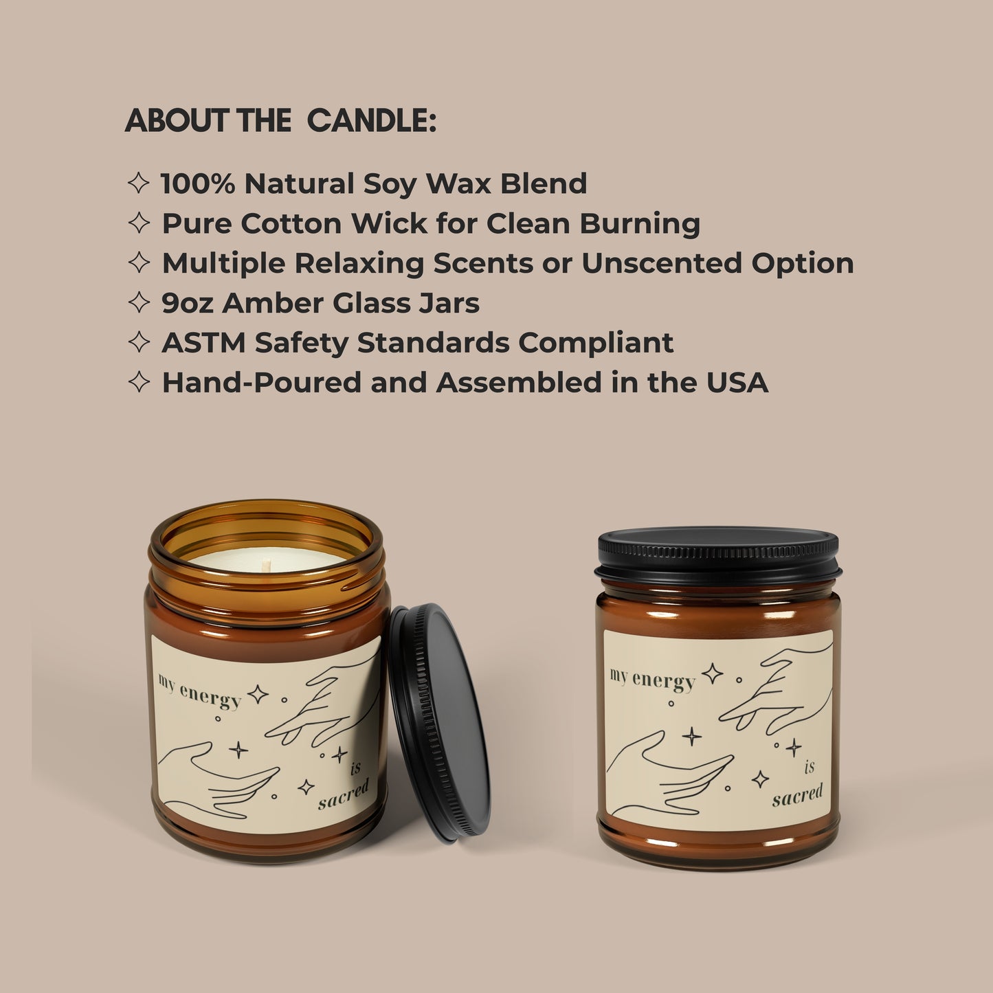 "My Energy Is Sacred" Soy Candle