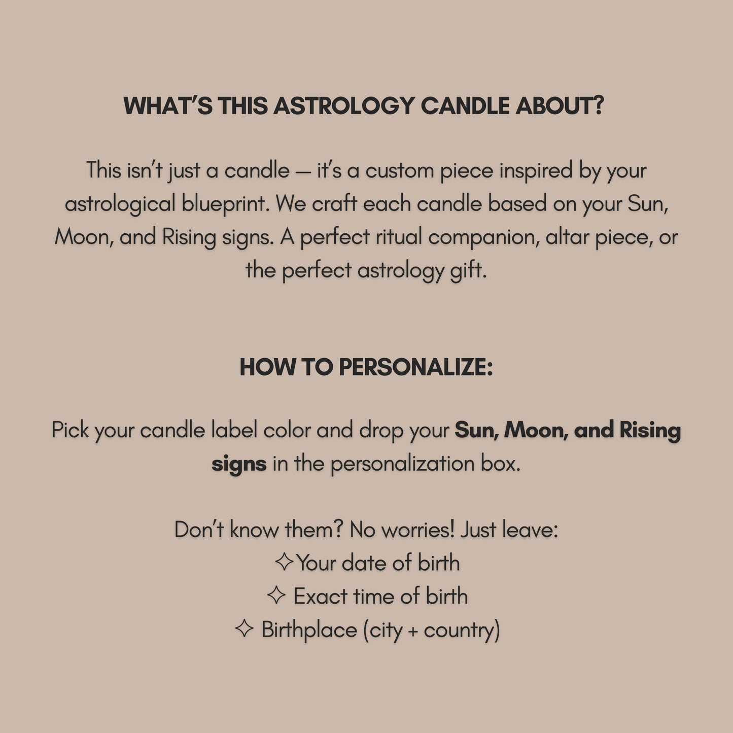 Custom Sun Moon & Rising Candle